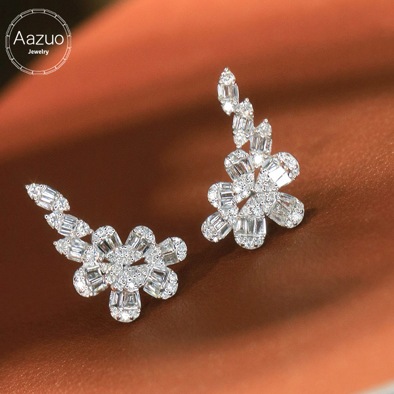 Diamond Stud Earrings - Ювелирные изделия Aazuo из чистого белого