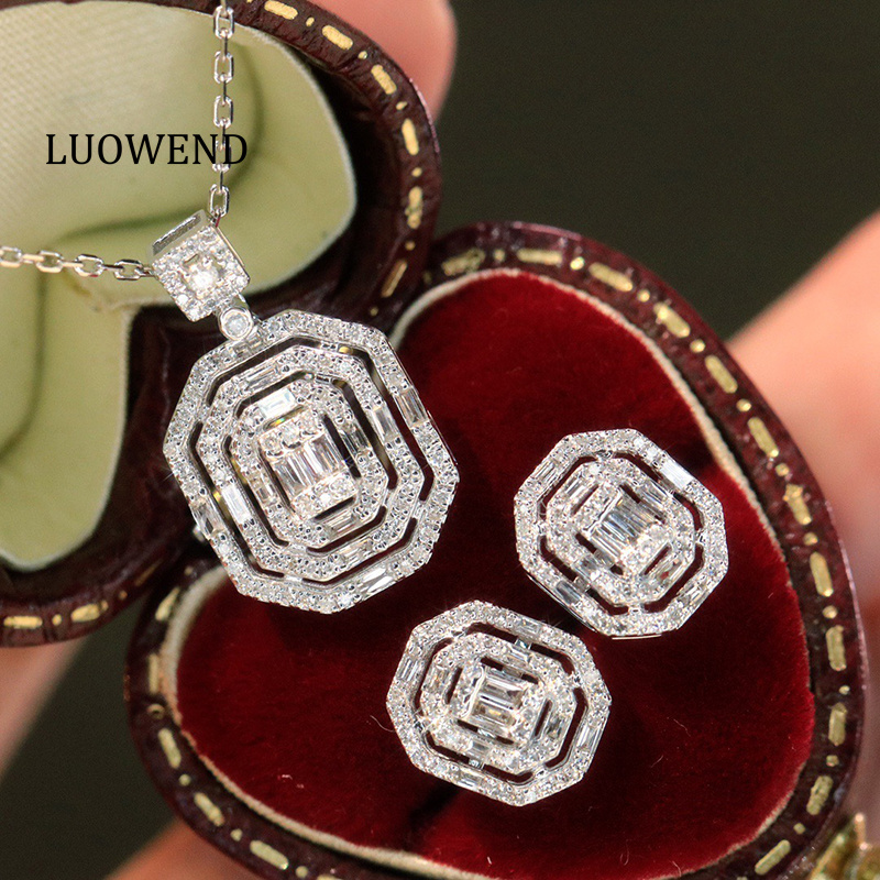 Diamond Stud Earrings - Серьги LUOWEND из 100% белого золота