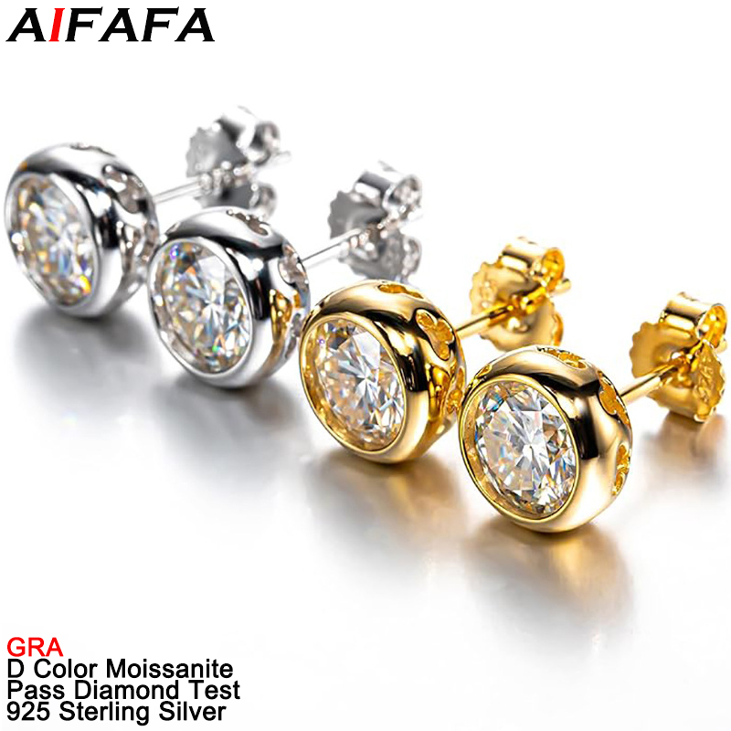 Diamond Stud Earrings - Серьги-гвоздики с муассанитом и бриллиантами настоящего