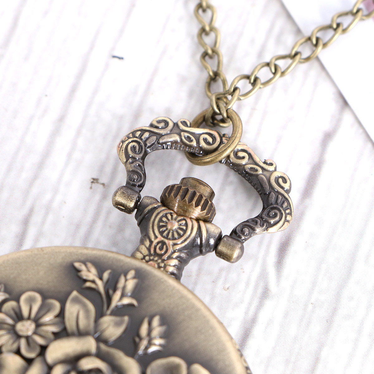 Unique Jewelry Watches - Винтажный кулон-часы с цветочным узором, креативное