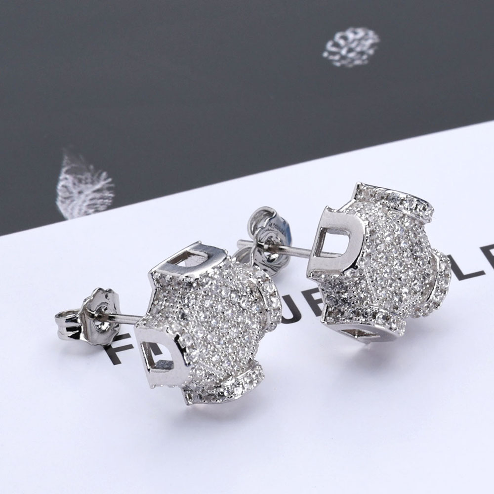 Diamond Stud Earrings - ESKEEM ювелирные изделия 12 мм Iced