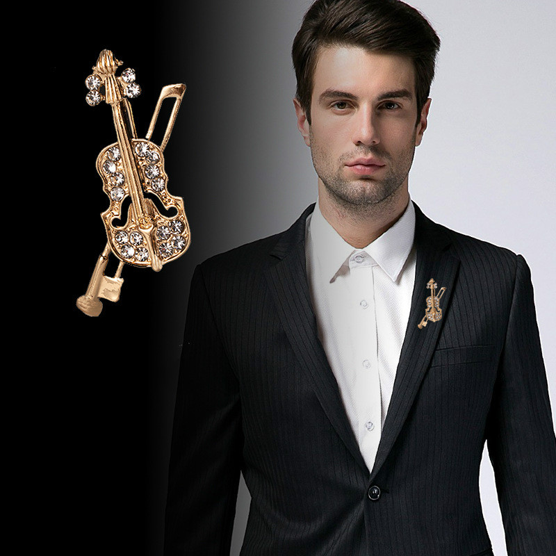 Хрустальная брошь-скрипка, юве – обзор и цена Vintage Brooch Pin
