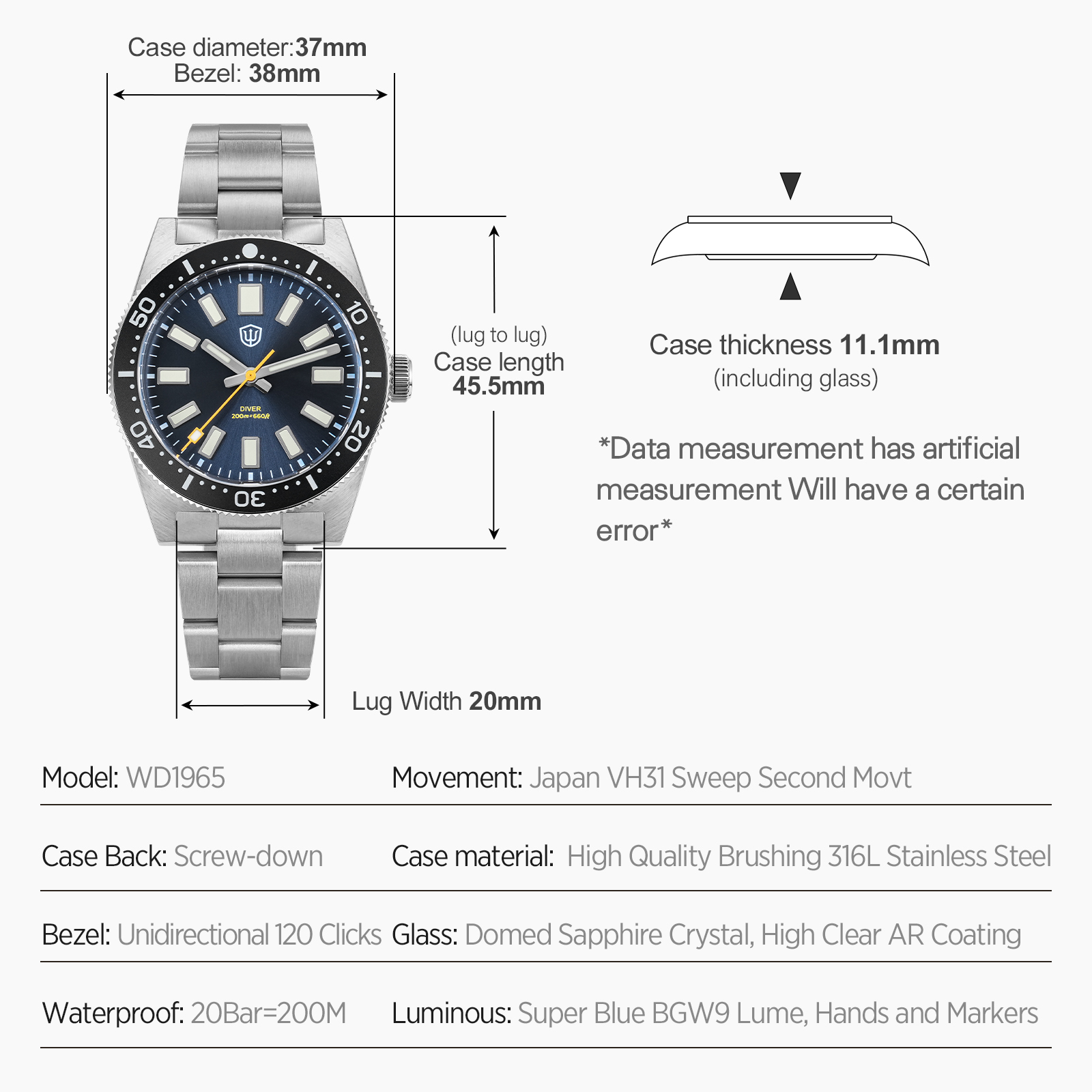 Мужские часы Watchdives 37 мм  – обзор и цена Jewelry And Watches