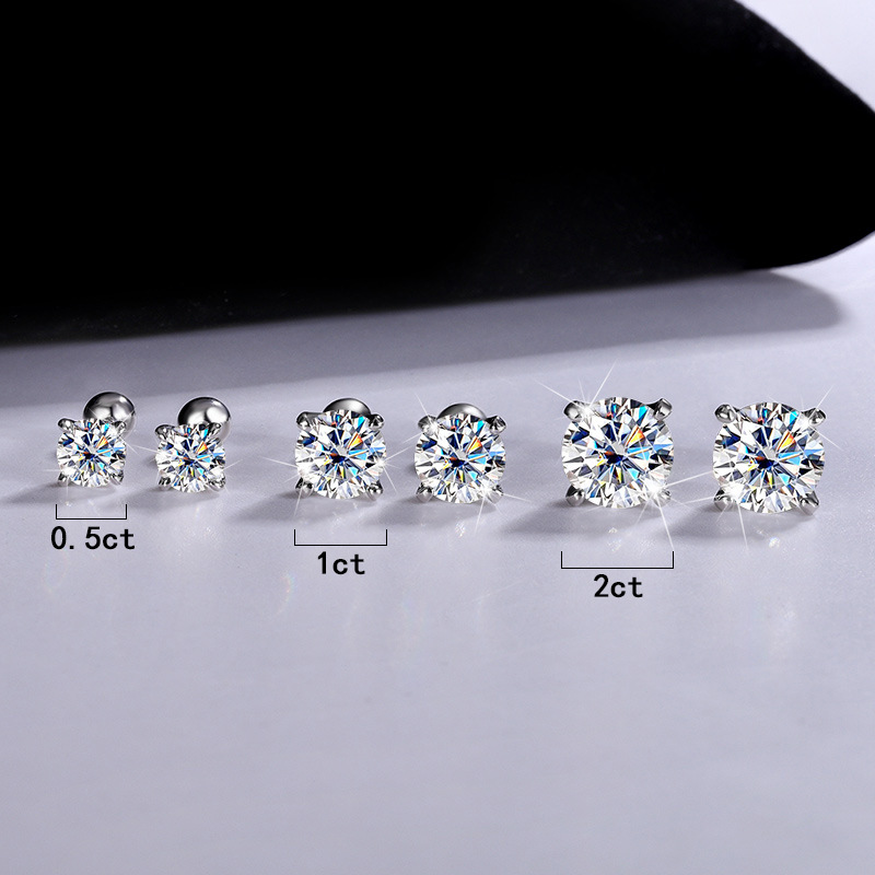 Серьги-гвоздики с муассанитом  – обзор и цена Diamond Stud Earrings